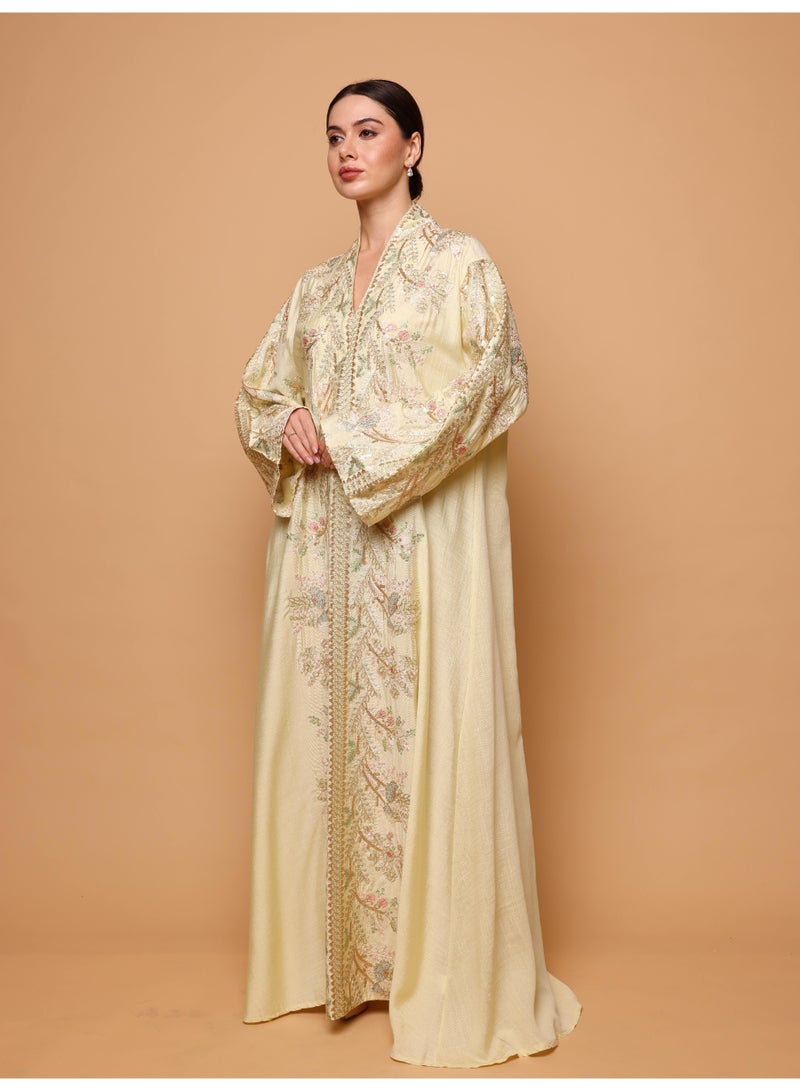 Ikkxa Taliah Jalabiya IK7006 Yellow - Image 1